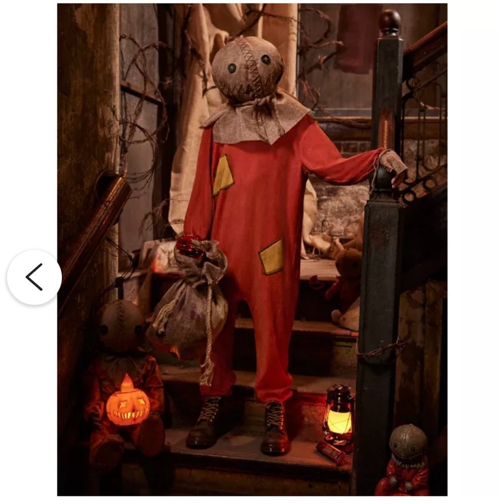Trick r treat Sam Halloween Costume Jumpsuit with Mask size medium kids
